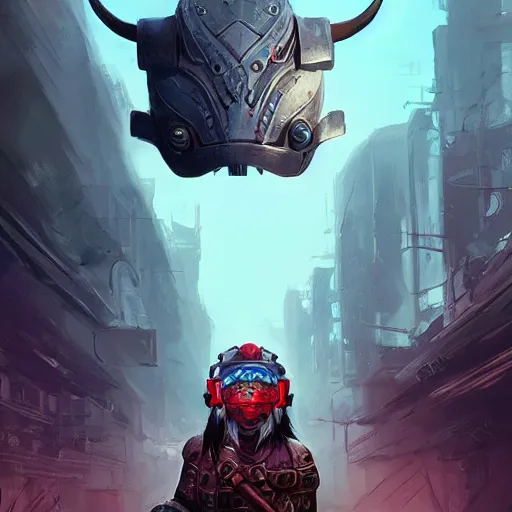 Image similar to cyberpunk viking helmet mask warrior goddess robot ninja fantasy, art gta 5 cover, official fanart behance hd artstation by jesper ejsing, by rhads, makoto shinkai and lois van baarle, ilya kuvshinov, ossdraws