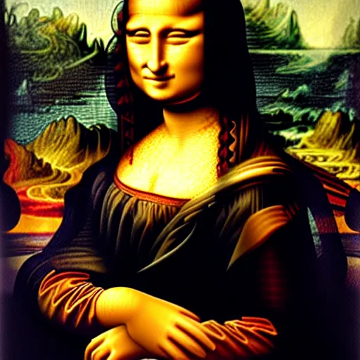 Image similar to Mona Lisa painting holding a mossberg shotgun. Photoreal