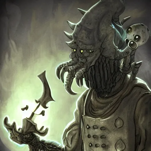 Image similar to squidward as a dark souls boss by Mario Alberti