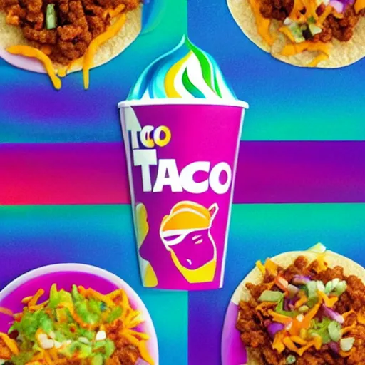 Prompt: taco bell made by lisa frank