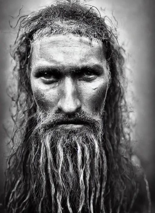 Image similar to Award winning Editorial photo of a Early-medieval Native Liechtensteiners with incredible hair and beautiful hyper-detailed eyes wearing traditional garb by Lee Jeffries, 85mm ND 5, perfect lighting, gelatin silver process