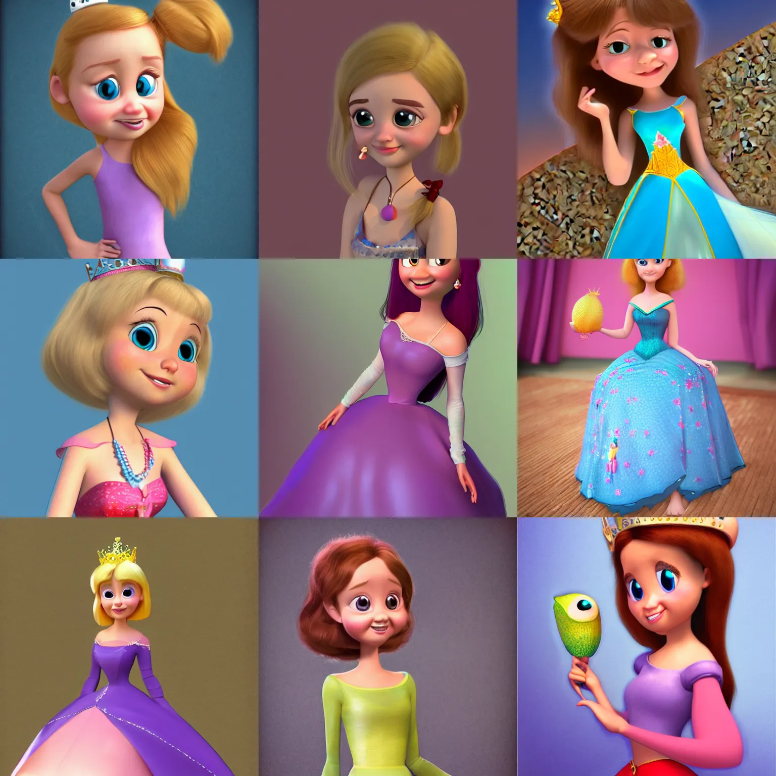Prompt: adult princess , photorealistic , cute , 3d , disney style,pixar