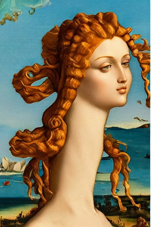 Image similar to beautiful portrait of a woman, the birth of venus collectable toy action figure