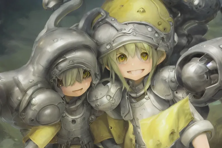 Prompt: made in abyss concept art riko reg yellow hair extra detailed faces and green eyes smiling Stanley Artgerm Lau, WLOP, Rossdraws, James Jean, Marc Simonetti, and Sakimichan trending on artstation hyperdetailed Unreal Engine 4k 8k ultra HD