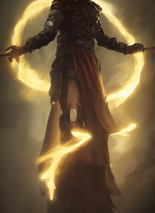 Image similar to A fantasy comic book style portrait painting of a aasimar as a Sorcerer in a atmospheric dark fortress, unreal 5, DAZ, hyperrealistic, octane render, RPG portrait, ambient light, dynamic lighting