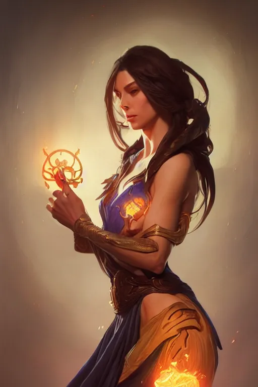 Image similar to beautiful sorceress, accurate anatomy, only two hands, highly detailed, digital painting, artstation, concept art, smooth, sharp focus, illustration, Unreal Engine 5, 8K, art by Artgerm and greg rutkowski and alphonse Mucha