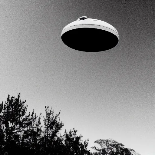 Image similar to a photograph of a ufo taken by a phone camera, black and white