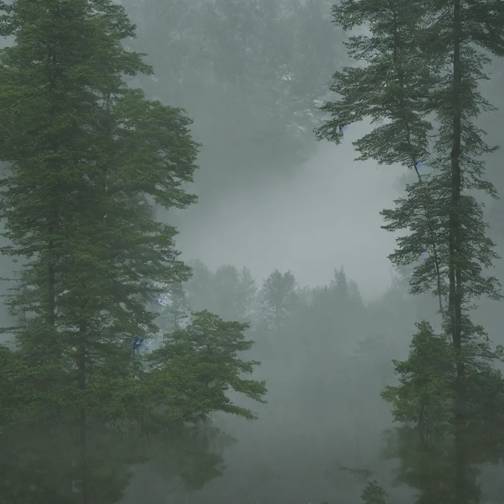 Image similar to evening, mist over the lake in the forest