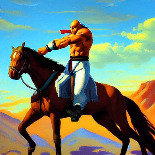 Prompt: an oil painting of Vega from street fighter in the style of Frederic Remington