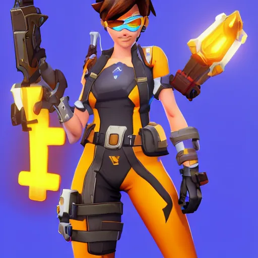 Tracer from Overwatch as a fortnite skin,, Stable Diffusion