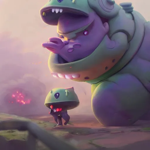 Prompt: Weezing (From Pokémon), trending on artstation, ultra detailed, 8k, character illustration by Greg Rutkowski, Thomas Kinkade.