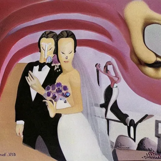 Image similar to wedding horror dali style surrealism color ring