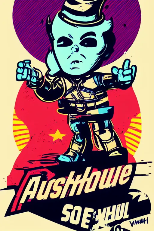 Image similar to fallout 7 6 retro futurist illustration art by butcher billy, sticker, colorful, illustration, highly detailed, simple, smooth and clean vector curves, no jagged lines, vector art, smooth andy warhol style