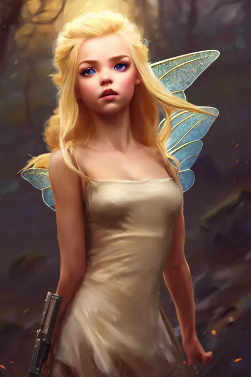 Image similar to cinematic shot of an epic portrait of a cute blonde fairy dressed in military clothes, stylised military clothes, shiny skin, beautiful eyes, beautiful, small details, night setting, realistic poster with volumetric light from craig mallism, artgerm, jeremy lipkin and michael garmash, unreal engine, radiant light, digital art, trends at art station, a masterpiece