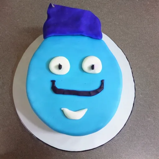Image similar to a cake with an icing trollface decoration
