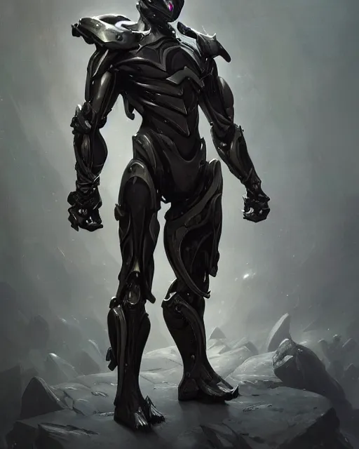 Prompt: wiry muscular male smooth sleek black pearlescent wraithbone power armor, by greg rutkowski and mark brookes and jim burns and tom bagshaw and magali villeneuve, trending on artstation