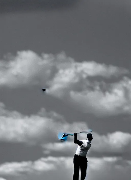 Image similar to golfing black and white portrait white sky in background