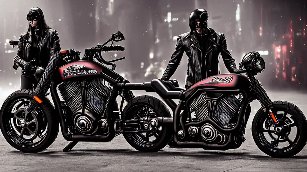 Image similar to cyberpunk harley davidson motorcycle