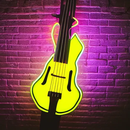 Image similar to product photo of a neon cello, studio lighting, cinematic angle, 4 k