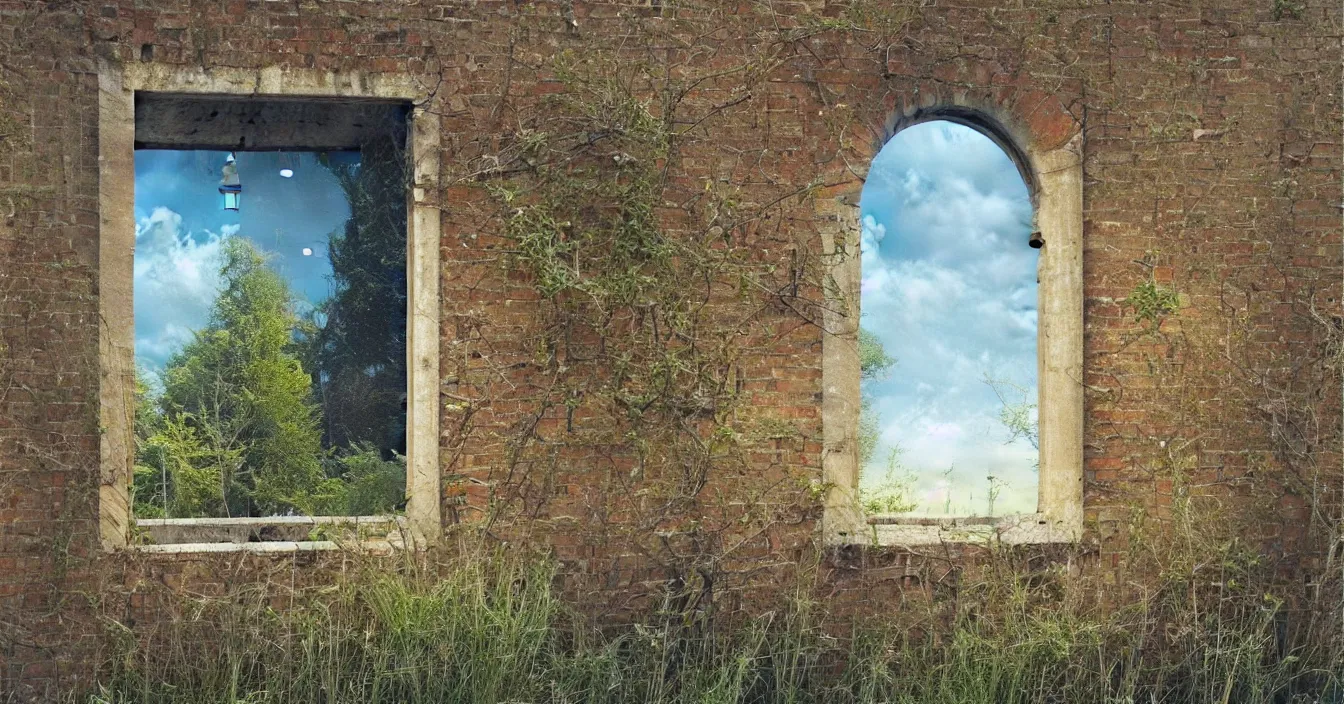 Image similar to Magic window to colorful different dimensions, with floating different energy strings and small particles, by Lee Madgwick