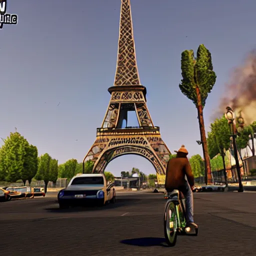 Prompt: paris as grand theft auto vi