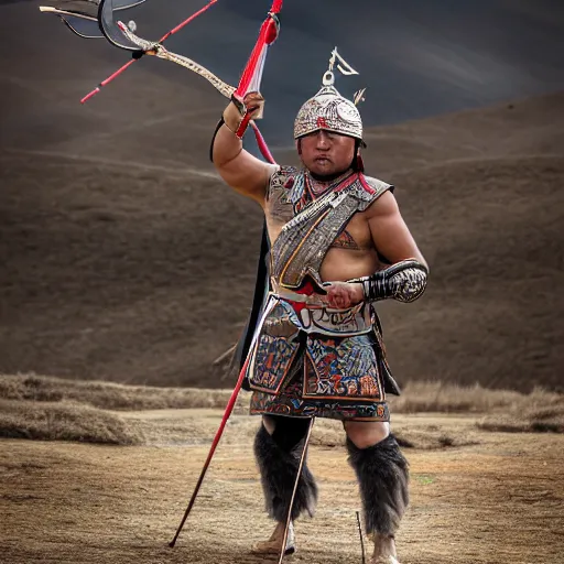 Prompt: tula the mongolian warrior firing his bow and arrow from the ancient lands of taran, highly detailed, ultrawide lens, photography award of the year 2 0 2 0