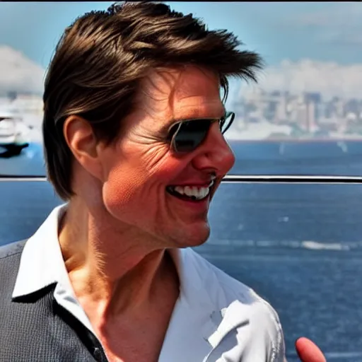 Prompt: tom cruise on a cruise ship, decomposing corpse