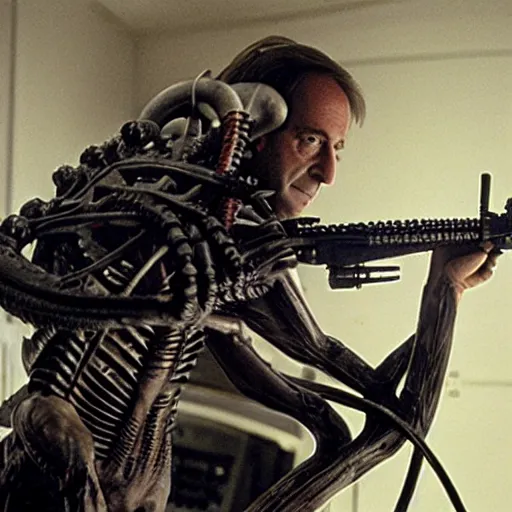 Image similar to film still of saul goodman in aliens, by hr giger