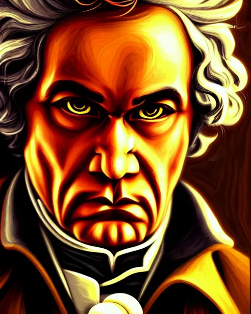 Image similar to beethoven, character portrait, portrait, close up, concept art, intricate details, highly detailed, sci - fi poster, cyberpunk art, in the style of looney tunes