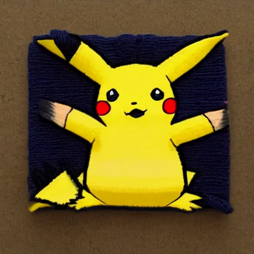 Prompt: a yarn Pikachu