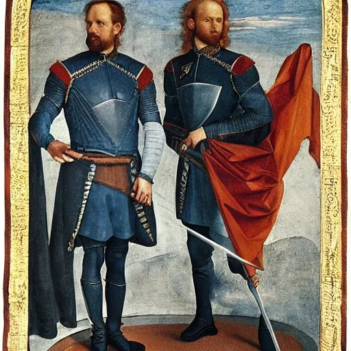 Prompt: a knight of the round table in starfleet!!!! uniform, by agnolo bronzino and giovanni bellini