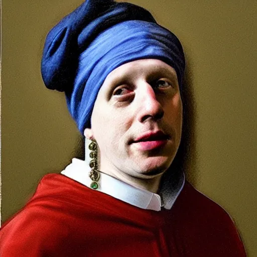 Image similar to Boris Johnson as the girl with the pearl earring