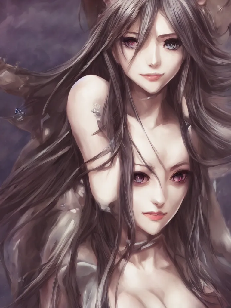 Image similar to a portrait of an attractive knight female anime character with long hair, artgerm