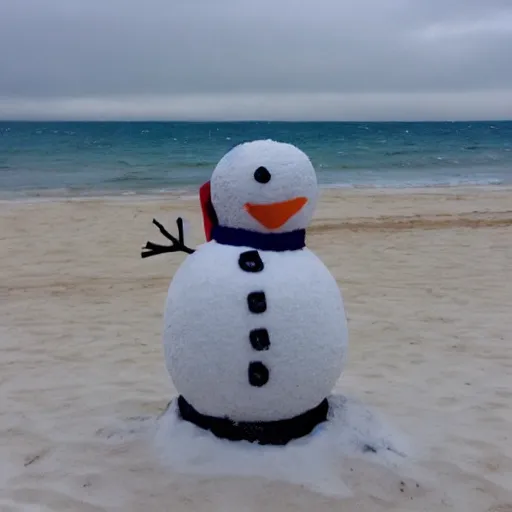 Image similar to snowman on a beach