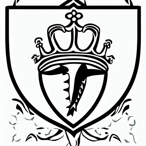 Image similar to a logo with a crown and a shark