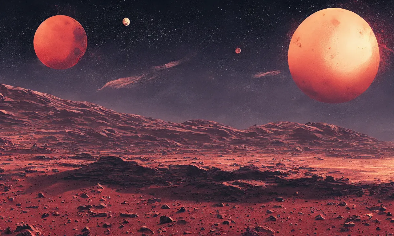 Image similar to mars and moon ground by alena aenami artworks in 4 k