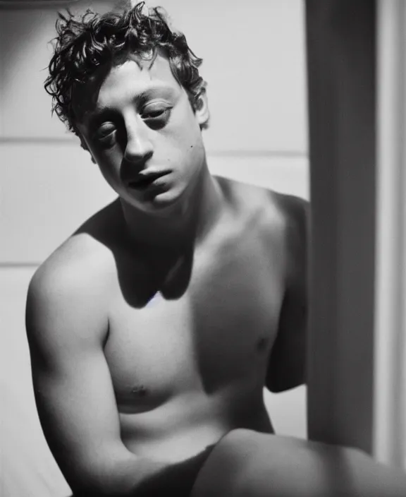 Image similar to portrait of jeremy allen white photographed by nan goldin