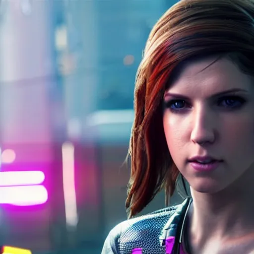 Image similar to anna kendrick in cyberpunk 2 0 7 7, unreal engine 5 4 k, hyperdetailed photorealism