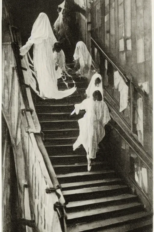 Image similar to victorian ghosts descending a staircase by alfred stieglitz albumin print 1 9 0 0 s