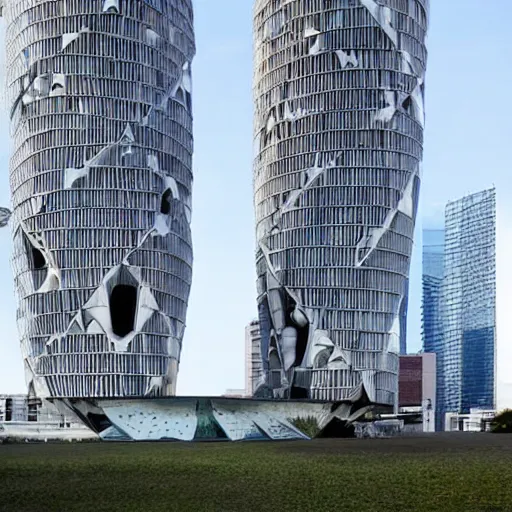 Image similar to a huge modern architecture building, futuristic