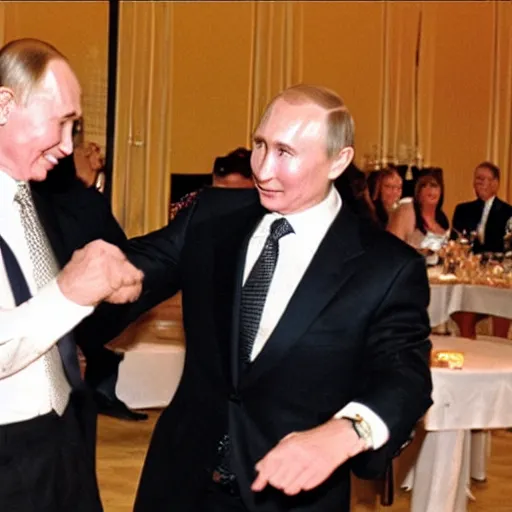 Prompt: putin and schrotder dancing