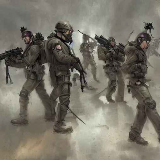 Image similar to tactical team in the underworld, by jon foster