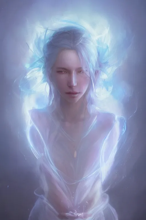 Prompt: a fancy portrait of a beautiful light mage enveloped in a light blue aura by Greg Rutkowski, Sung Choi, Mitchell Mohrhauser, Maciej Kuciara, Johnson Ting, Maxim Verehin, Peter Konig, final fantasy , mythical, 8k photorealistic, cinematic lighting, HD, high details, atmospheric,