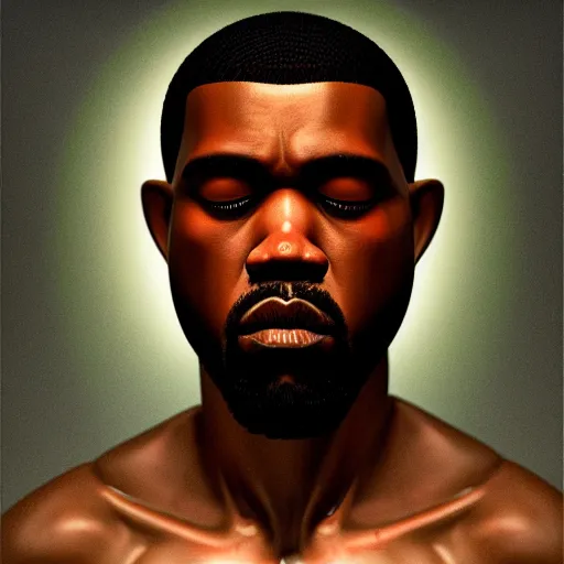 Prompt: Colour Caravaggio Bosch style Photography of Highly detailed Kayne West with highly detailed 1000 years old face with reflecting glowing skin. Many details . In style of Josan Gonzalez and Mike Winkelmann and andgreg rutkowski and alphonse muchaand and Caspar David Friedrich and Stephen Hickman and James Gurney and Hiromasa Ogura. Rendered in Blender and Octane Render volumetric natural light