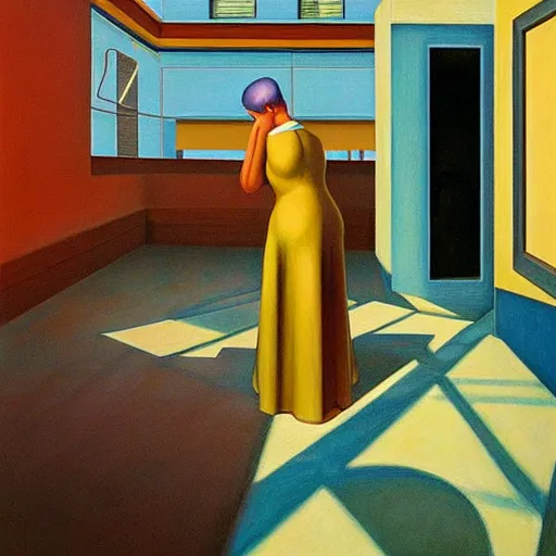 Image similar to isometric maze by pj crook, edward hopper