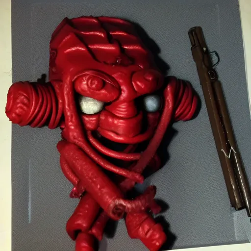 Image similar to realistic hellboy made out of twizzlers, render