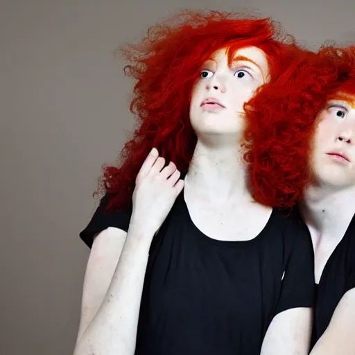 Prompt: red hair twins boy and girl as a baroque painting