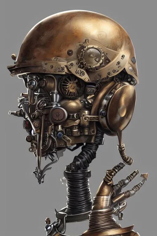 Image similar to steampunk helmet fantasy art mask robot ninja stylized digital illustration sharp focus, elegant intricate digital painting artstation concept art global illumination ray tracing advanced technology chaykin howard and campionpascale and cooke darwyn and davis jack