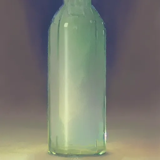 Image similar to an opalescent health potion in a tall elegant bottle, rpg item, fantasy concept art by craig mullins