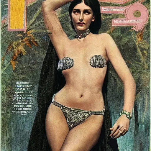 Prompt: A photo of a gorgeous Grigori Rasputin on the cover of Swimsuit Illustrated 1960 in the aesthetic of mert and marcus, masterpiece, intricate, elegant wardrobe, highly detailed, digital painting, artstation, concept art, smooth, sharp focus, illustration, art by artgerm and james jean and greg rutkowski and alphonse mucha